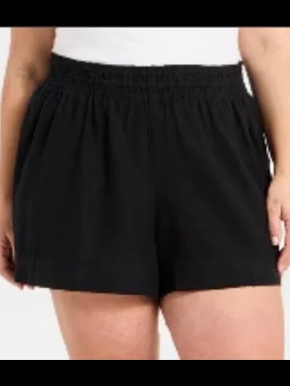 Black Elastic-Waist Women’s Shorts